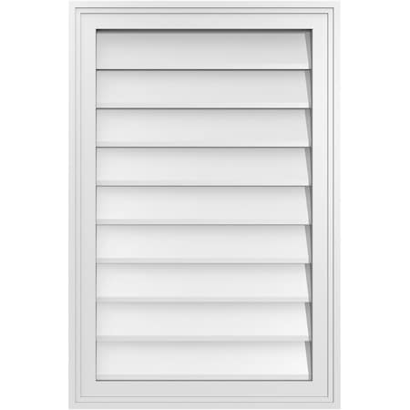 Ekena Millwork Vertical Surface Mount PVC Gable Vnt: Non-Functional, w/2"W x 1-1/2"H, Brickmould Frame, 20"W x 30"H GVPVE20X3002SN